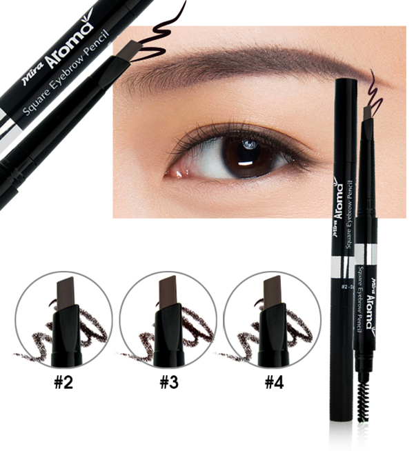 Chì mày định hình Mira Aroma Square Eyebrow Pencil No.3 tặng kèm móc khoá