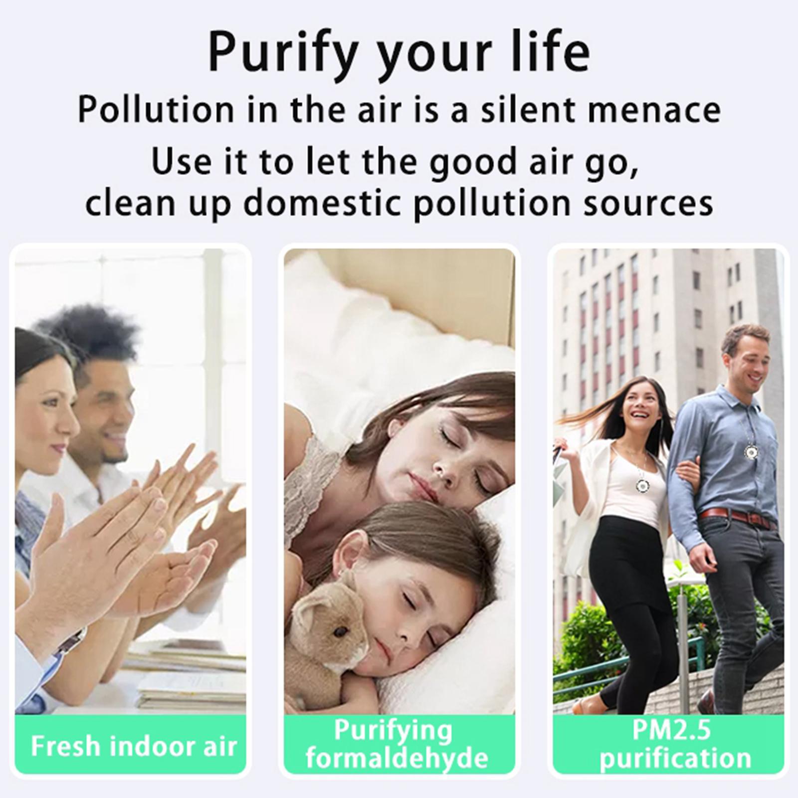 Portable Wearable Air Purifier Personal Mini Air Necklace Air Freshener Low Noize USB Rechargable