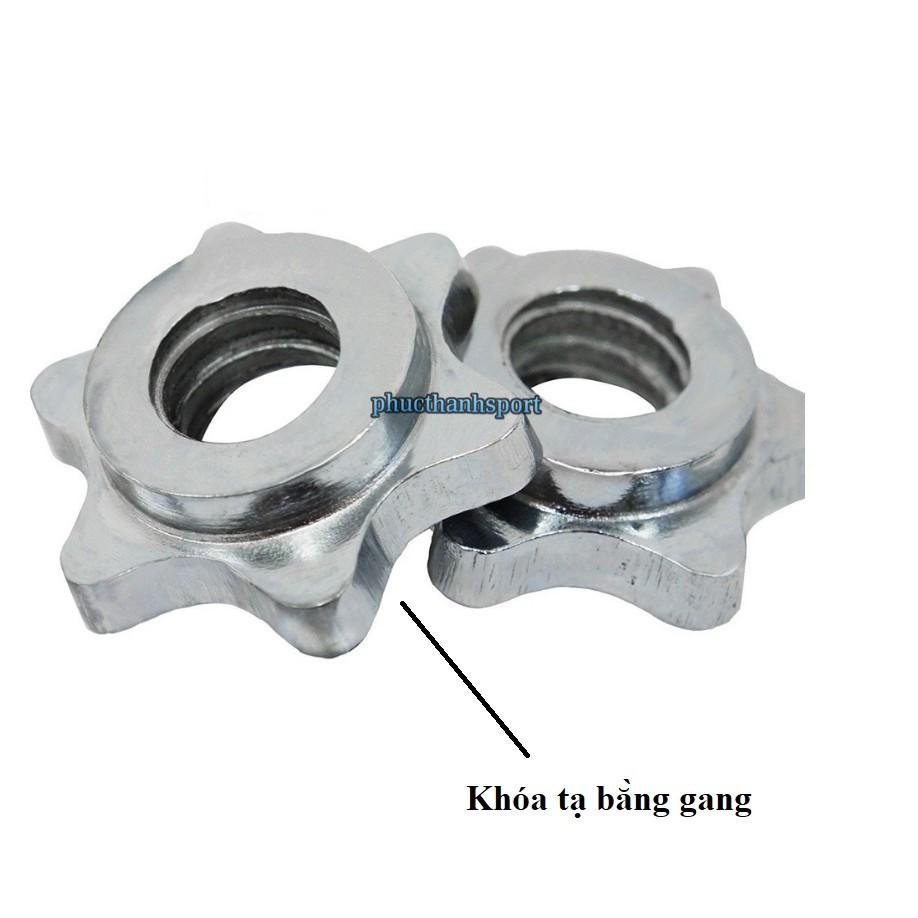 Bộ 2 tạ miếng gang 2kg, 3kg, 5kg,10kg + đòn tạ 1,2m + găng tay