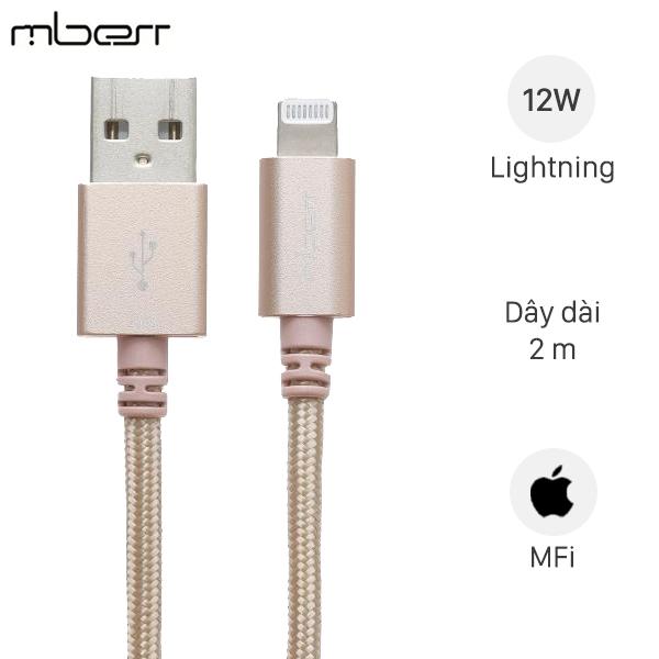 Cáp Lightning MFI 2m Mbest DS951-WB Gold - Hàng chính hãng