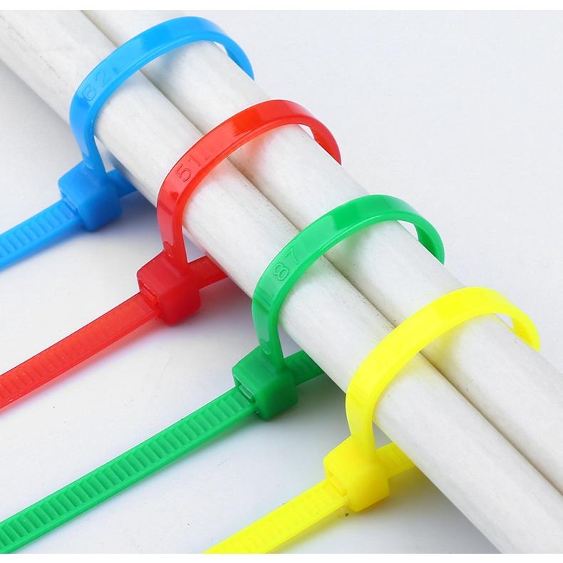 Dây thít nhựa lạt rút nhựa bó 100 cái 25cm dây thít chịu lực loại màu sắc