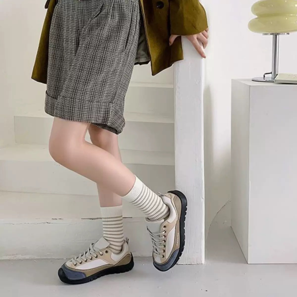 SET 5 ĐÔI TẤT NỮ GẤU KẺ CAO CỔ DỄ THƯƠNG DÀNH CHO NỮ