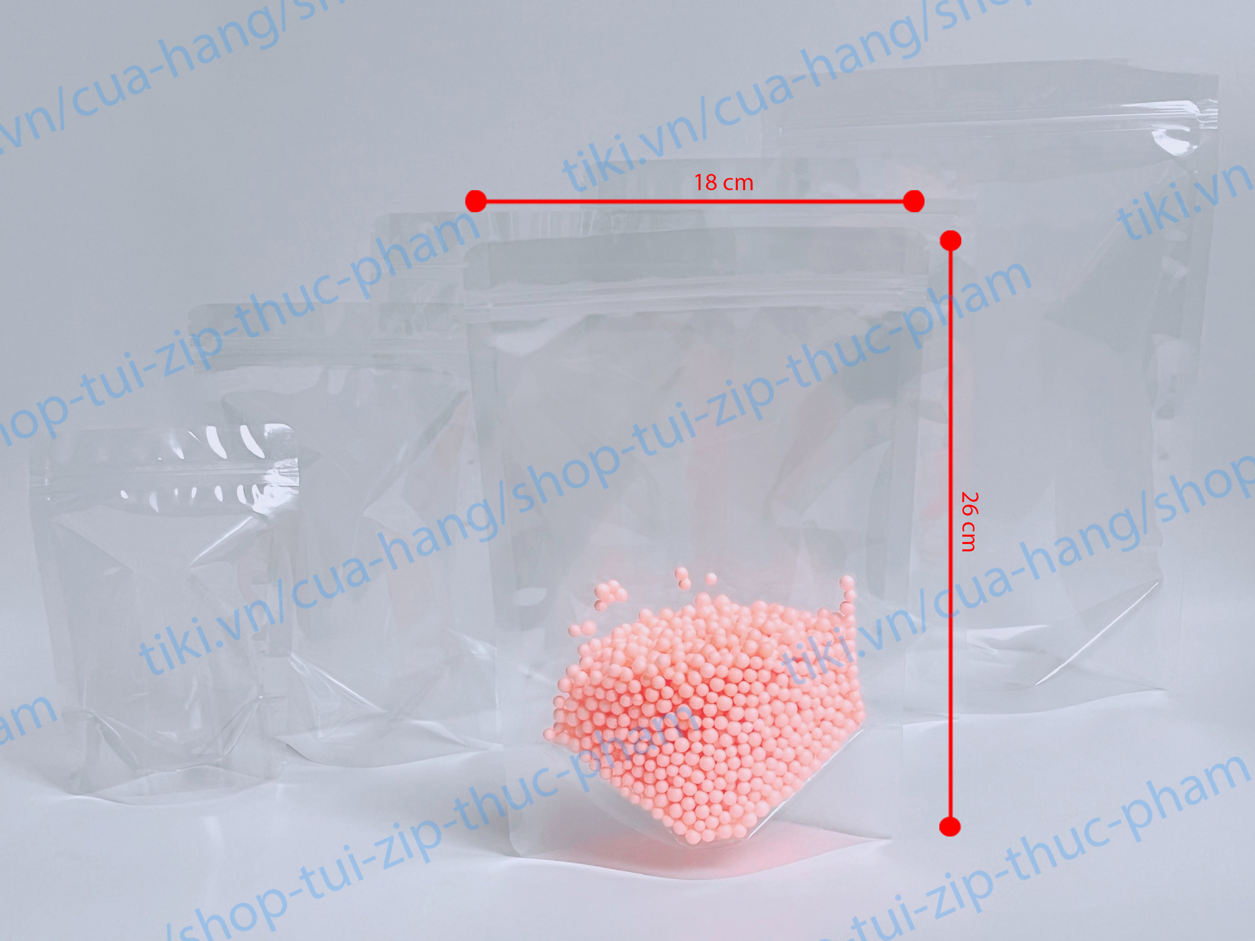 50 cái Túi Zip trong suốt đáy đứng - túi đựng thực phẩm