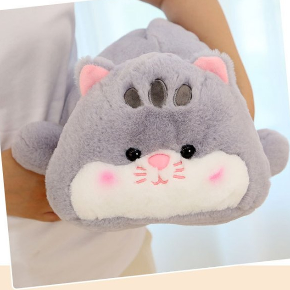 Thú nhồi bông mèo mặt ngơ ngác - Size từ 50cm đến 95cm - Quà tặng gấu bông mèo đuôi sọc lông mềm mại êm mịn