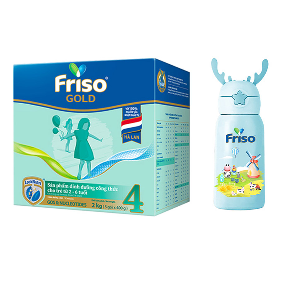 Hộp giấy 2 Kg Friso Gold 4 - Tặng 1 bình giữ nhiệt Friso nông trại