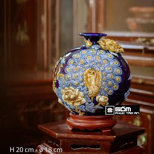 Tổng hợp Bình hút lộc, lọ hoa hút lộc vinh hoa phú quý gốm sứ bát tràng 22cm