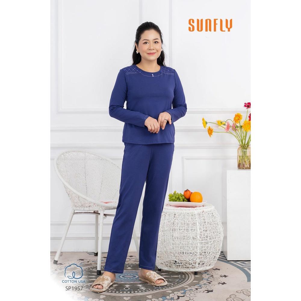 SP1957 ĐỒ BỘ MẶC NHÀ COTTON ÁO DÀI QUẦN DÀI