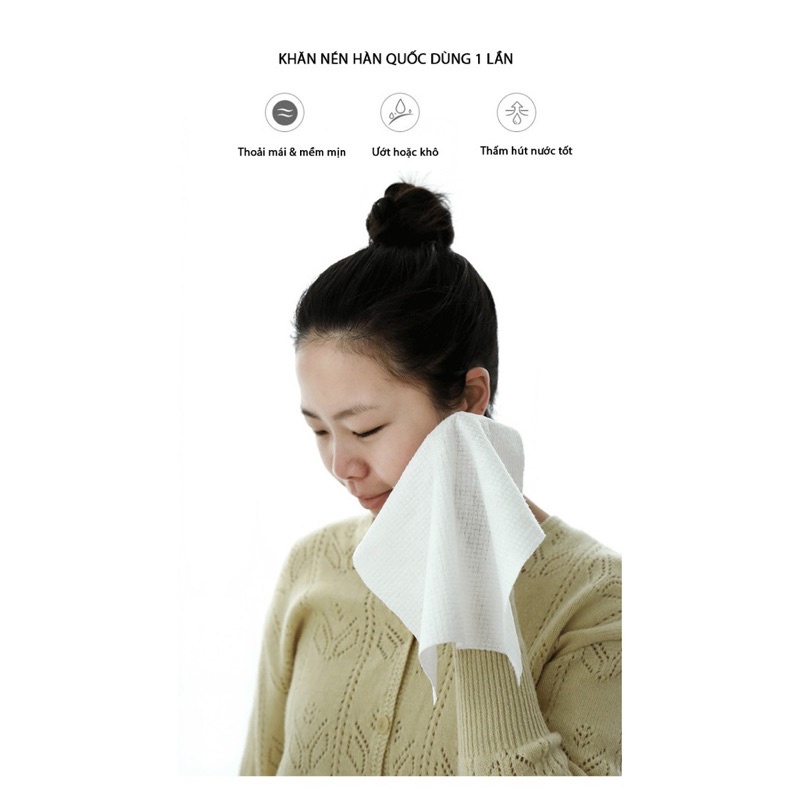 Khăn Nén Du Lịch Khăn Giấy Nén Hàn Quốc Khăn Ướt Dạng Nén Viên Hình Chữ Nhật Không Chất Bảo Quản