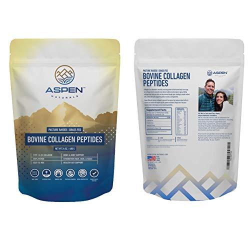 Grass Fed Beef Collagen Powder - 24 OZ by Aspen Naturals. Hydrolyzed Collagen Peptides, Protein Powder for Hair, Skin, Nails, Bone and Joint Health - Mix into Water, Smoothie, or Bone Broth