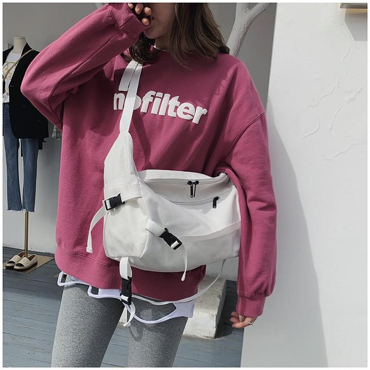 Túi vải Túi Đeo Chéo Canvas Cỡ Lớn Unisex Thời Trang Hàn Quốc Học Sinh Sinh Viên TV19