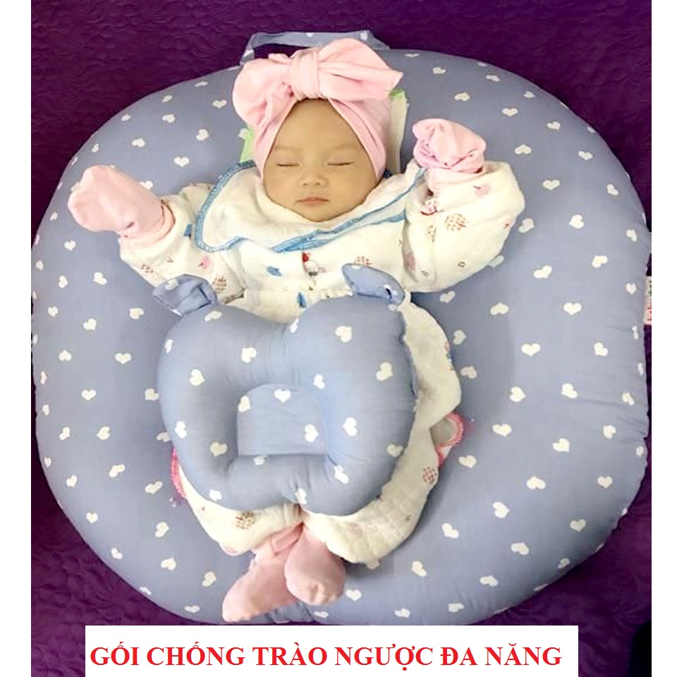 Gối Chống Trào Ngược Đa Năng Dành Cho Bé (Tặng gối xô 10 lớp)