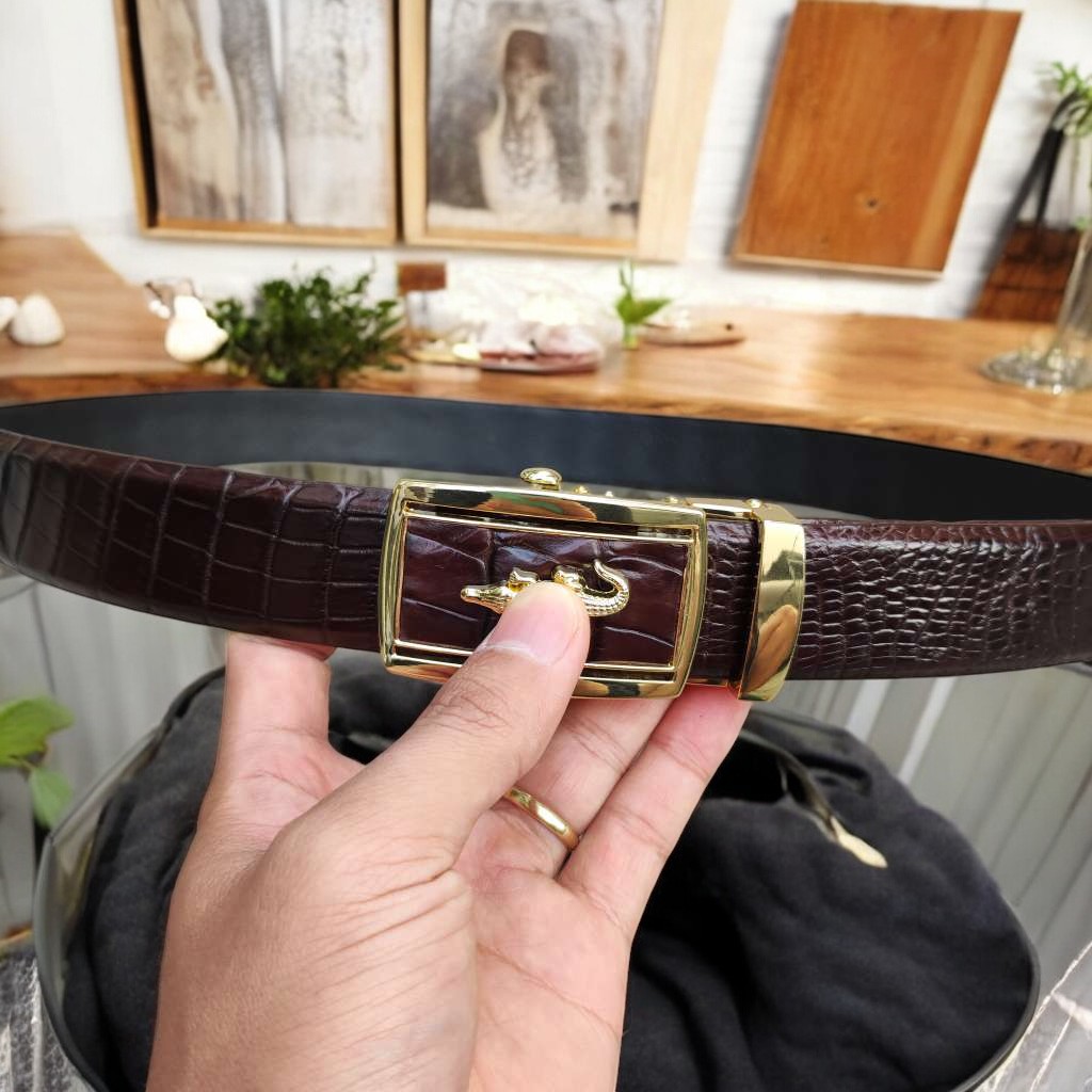 Thắt Lưng Gù Gai Cá Sấu Rất Đẹp TS103A (mặt vàng)