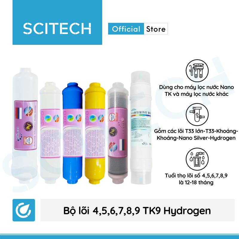 Máy lọc nước Nano TK9 Hydrogen by Scitech (Không dùng điện, không nước thải, tích hợp công nghệ tạo nước ion kiềm) - Hàng chính hãng