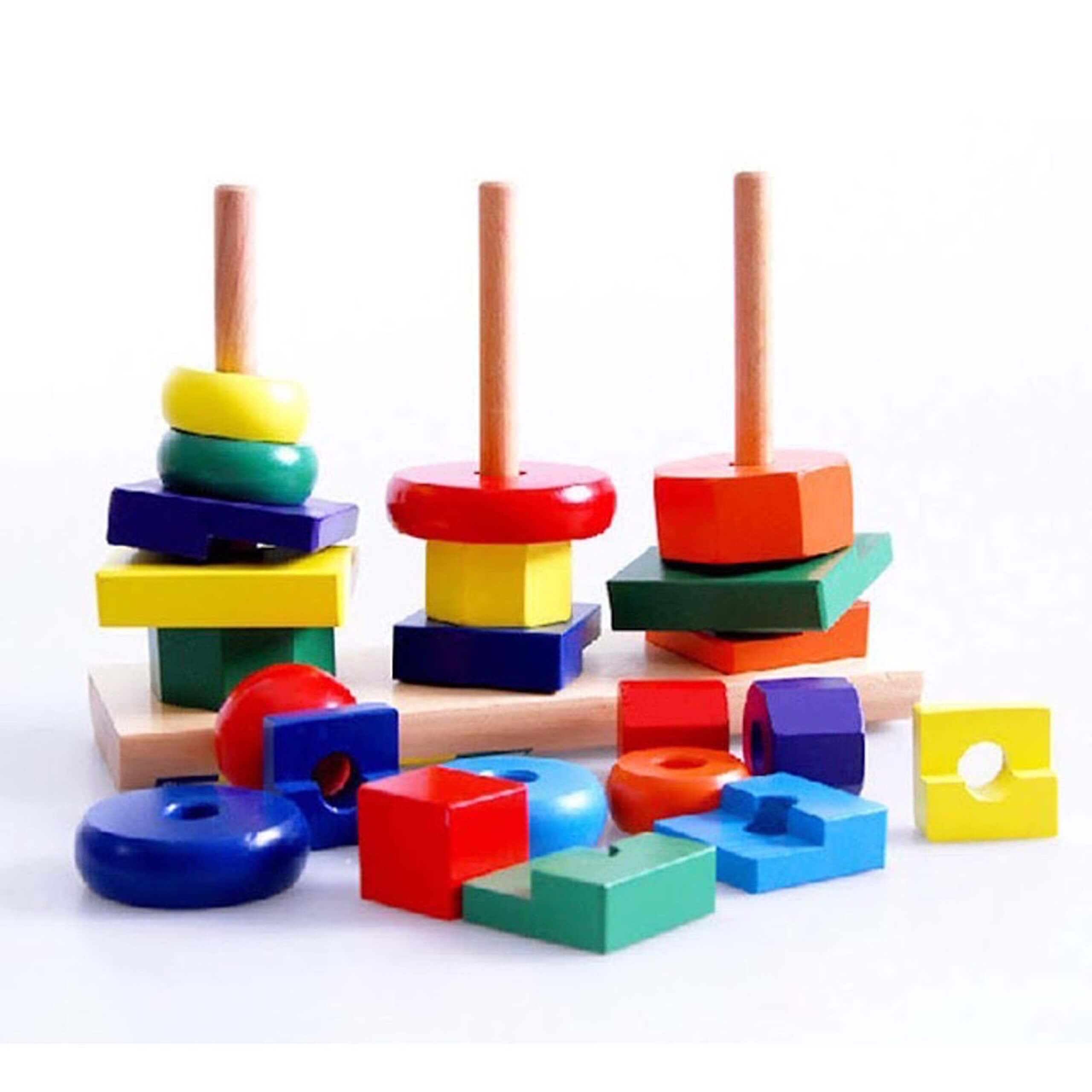 Đồ chơi tháp xếp chồng gỗ 3 cọc Montessori