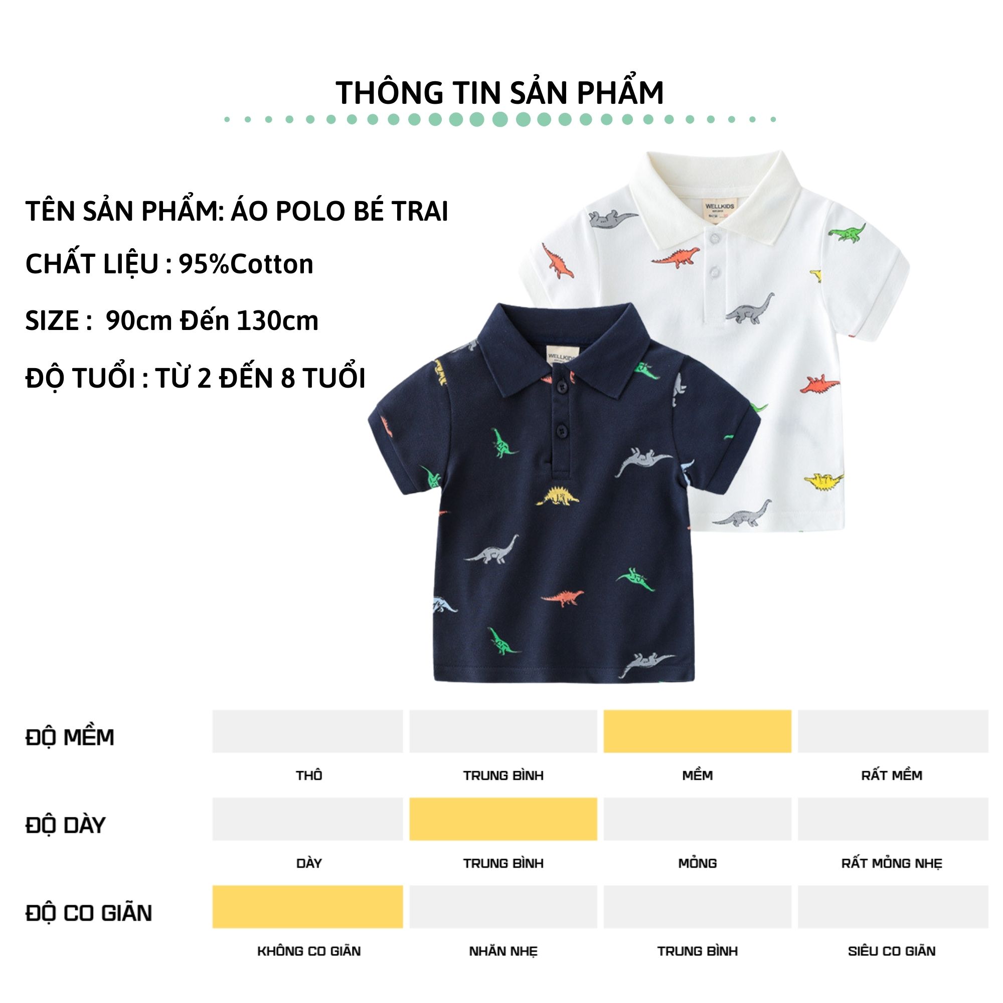 Áo Polo bé trai ngắn tay 27Kids WELLKIDS áo thun sơ mi cộc nam cho trẻ từ 2-8 tuổi BSPO9