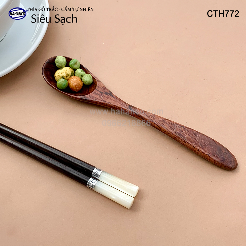 Muỗng/Thìa súp gỗ Trắc hoặc Cẩm (17cm) CTH772 - Decor, xúc gia vị, ăn uống siêu sạch