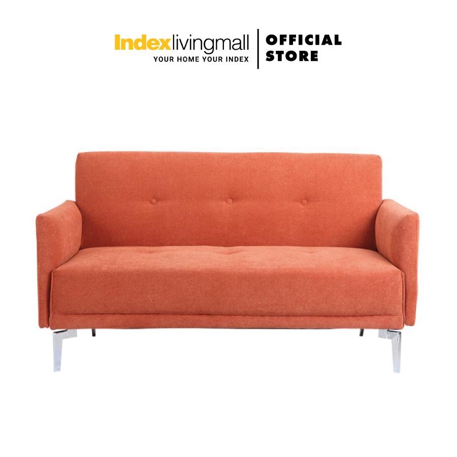 Ghế sofa đôi KURT khung gỗ và chân thép, đệm bọc vải cao cấp màu cam nổi bật