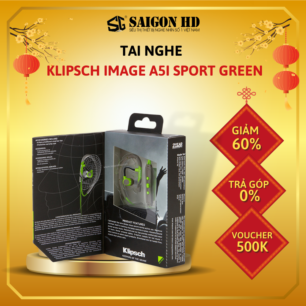 Tai nghe KLIPSCH Image A5i Sport Green - Hàng chính hãng, giá tốt