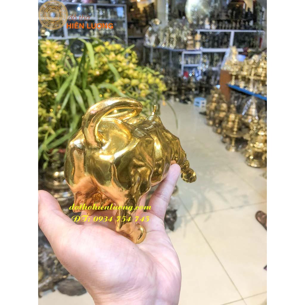 Tượng Trâu Chiến Mạ Vàng 24K Dài 20cm- Tượng Trâu Bản Tin Tài Chính