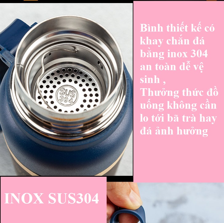 Bình Giữ Nhiệt OENON chất liệu INOX SUS304 1000ML Giữ Nhiệt 20h, Có Khay Lọc Trà Và Dây Treo Tiện Lợi