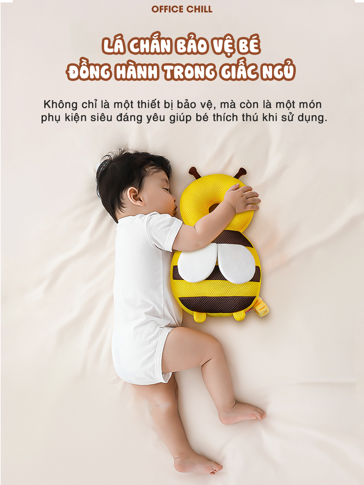 Gối Bảo Vệ Toàn Diện Đầu, Cổ, Cột Sống Cho Bé Tập Đi OFFICE CHILL Lá Chắn Đầu Tiên Bảo Vệ Trí Não Của Bé
