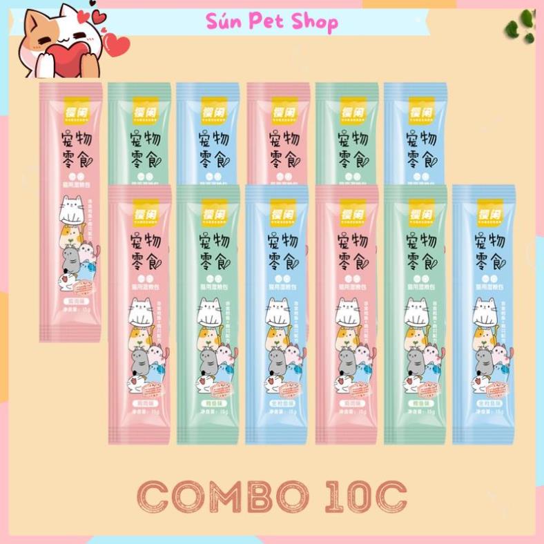 Combo 10 thanh súp thưởng cho mèo hương vị thơm ngon