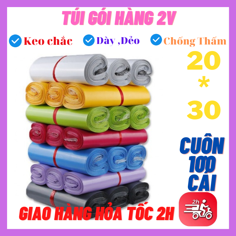 [100 Túi ] Túi Gói Hàng Niêm Phong Có Nhiều Màu , Size 20*30 - Túi Gói Hàng 2V