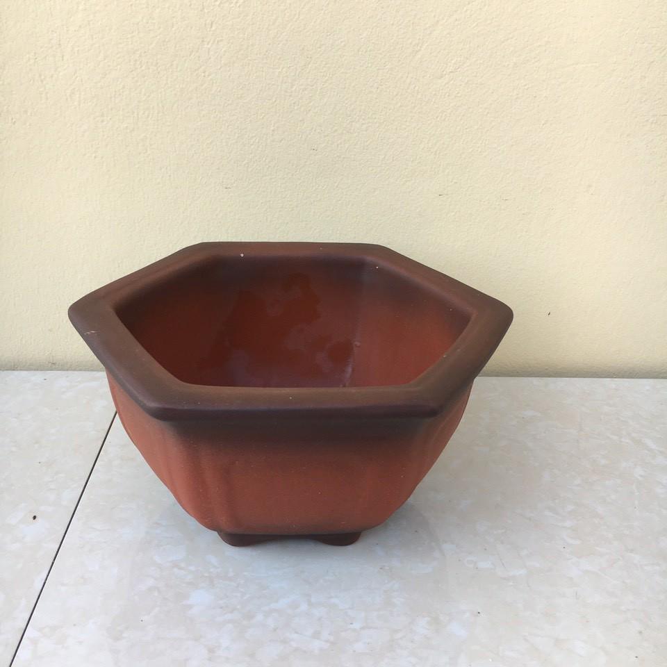 Chậu bonsai Lục giác mini đất nung gốm Bát tràng 1 size BM-40