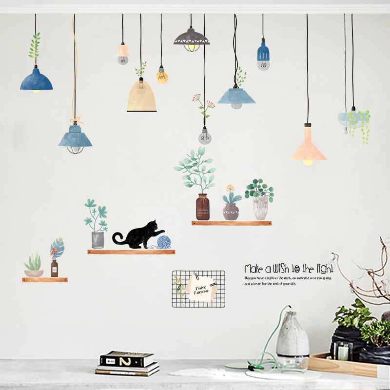 Decal dán tường phòng khách Đèn treo 10 trang trí nhà cửa sáng tạo (100 x 120 cm)