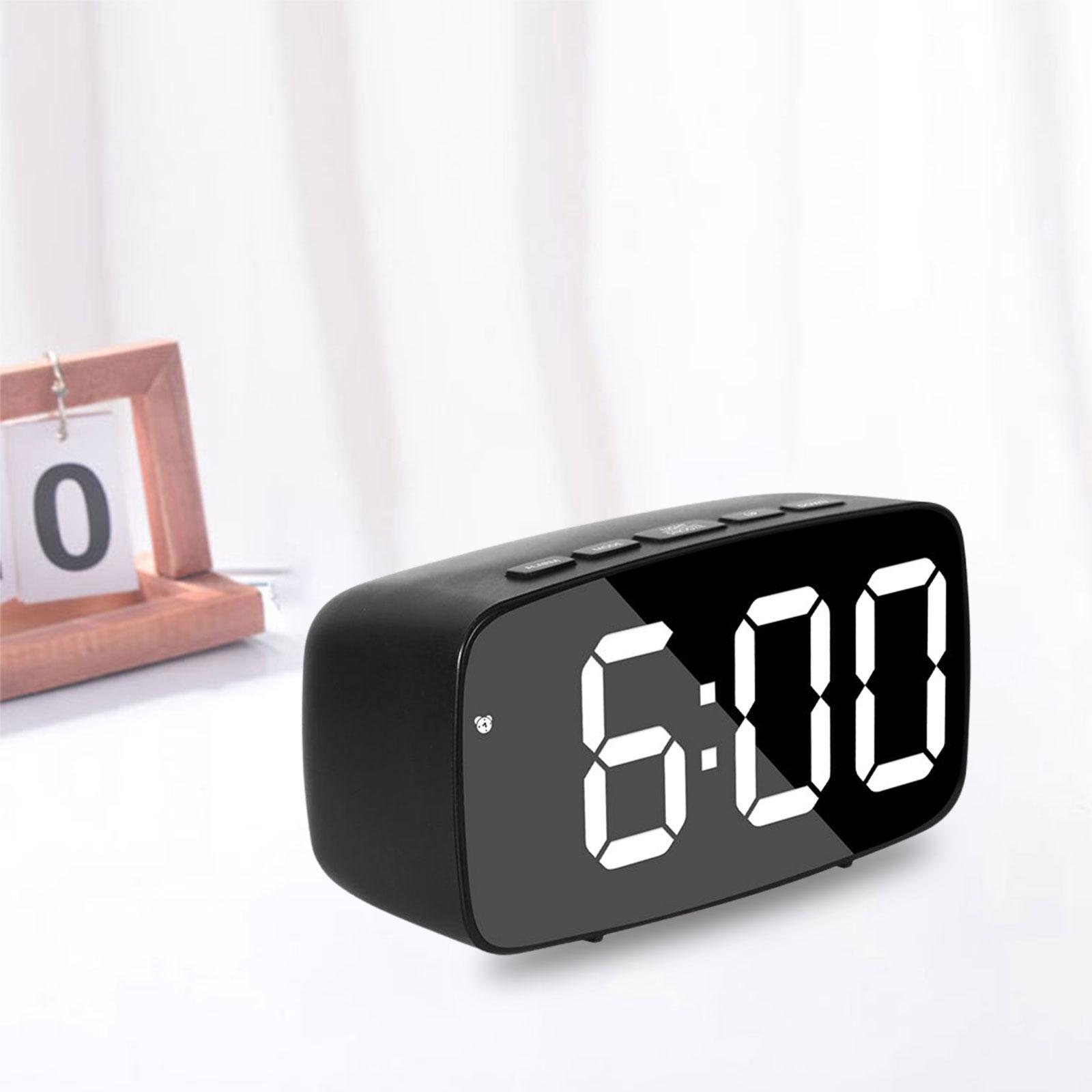 Digital LED Alarm Clock Bedroom Mirror Surface Snooze Bedside