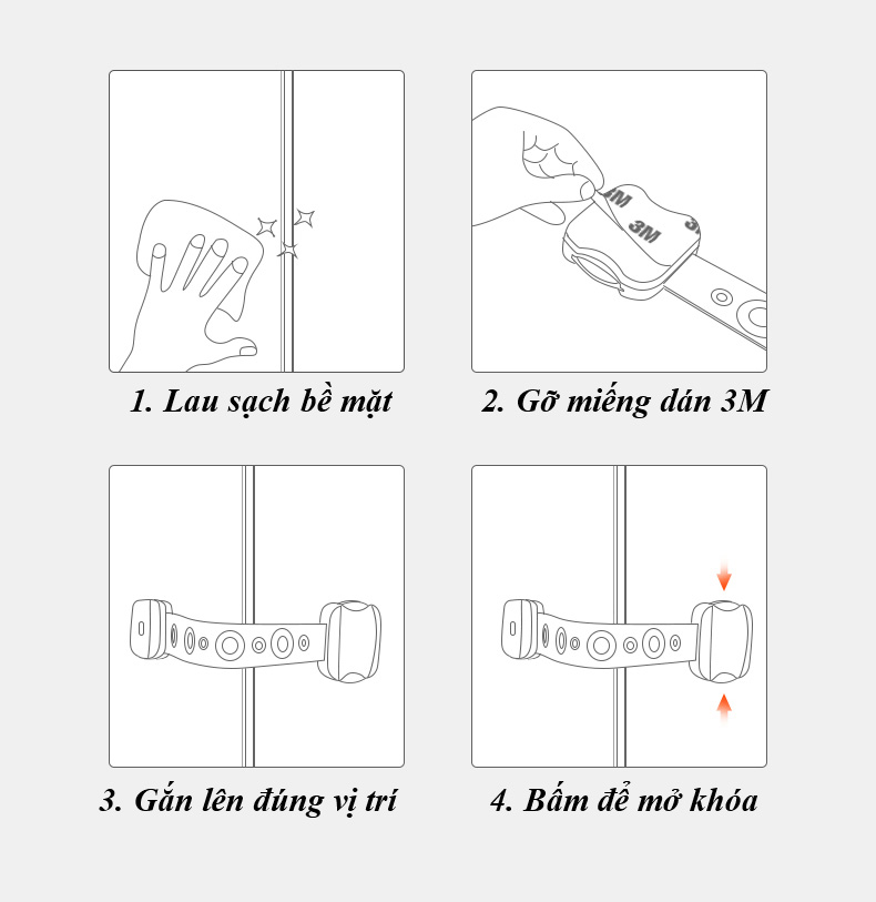 Dây Khóa Cửa Tủ, Tủ Lạnh, Toilet, Ngăn Kéo (Set 2 Cái) - KUB