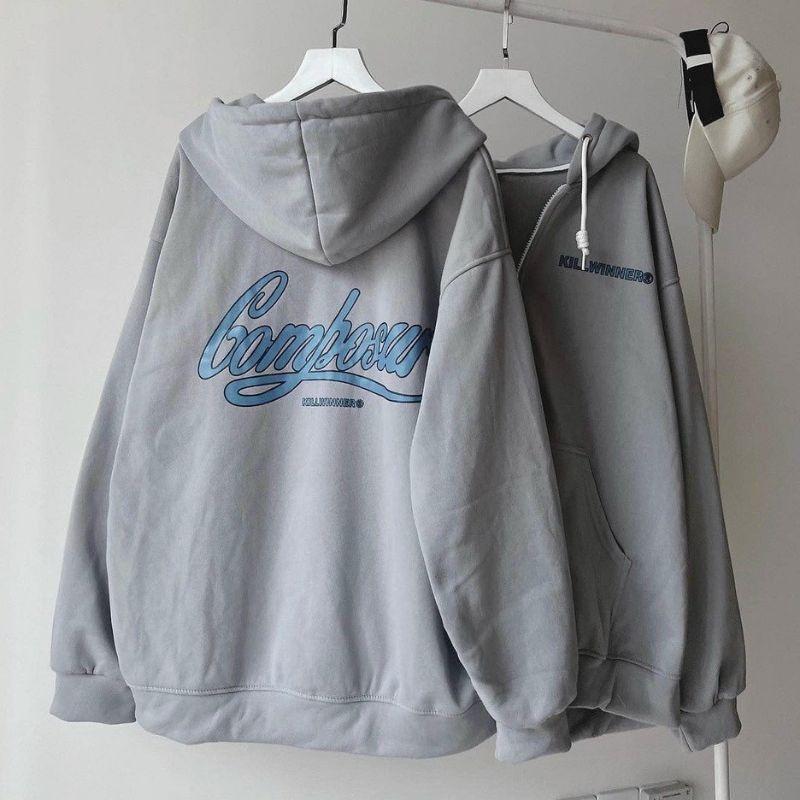 Áo khoác nỉ 2 lớp unisex nam nữ_Mẫu áo hoodie Ulzzang form rộng khoá zip,nón to chùm đầu đủ 3 màu thời trang thu dông