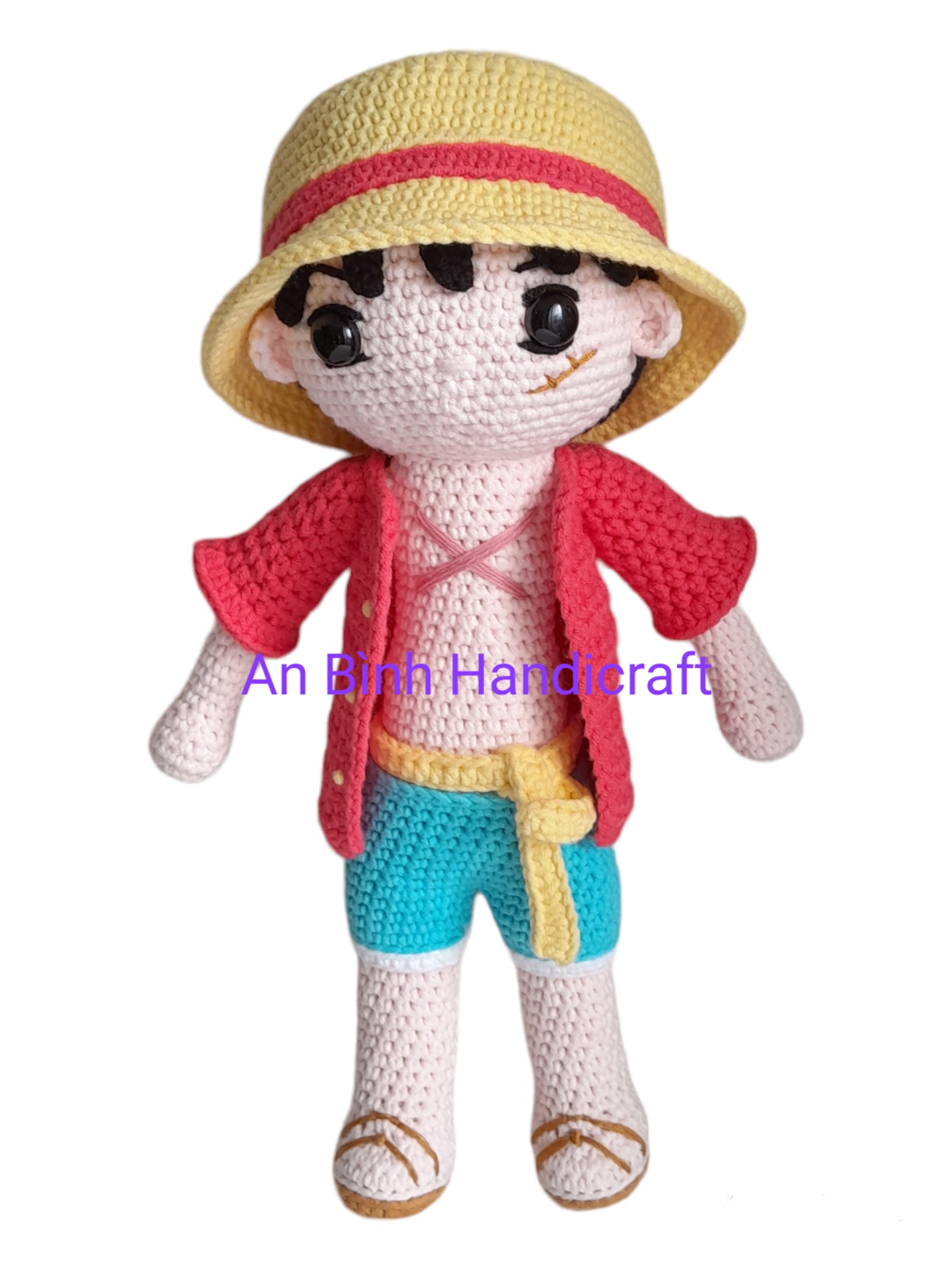 Luffy One Piece bằng len nhồi bông thủ công handmade