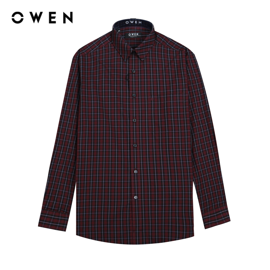 Áo sơ mi Dài tay OWEN form Regular Fit chất liệu bạch đàn kẻ carô nhuyễn  - AR22904DT