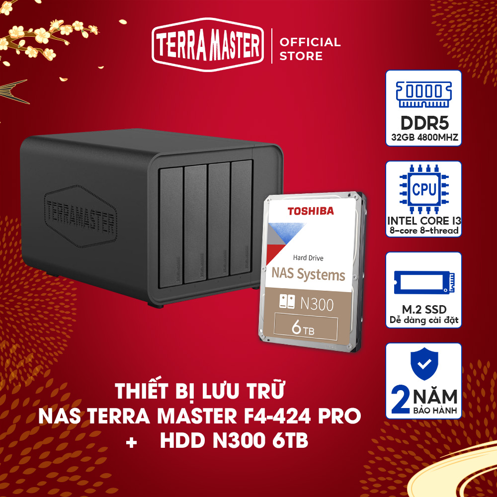 Bộ Ổ cứng mạng NAS TerraMaster F4-424 Pro+NAS N300 Hàng chính hãng