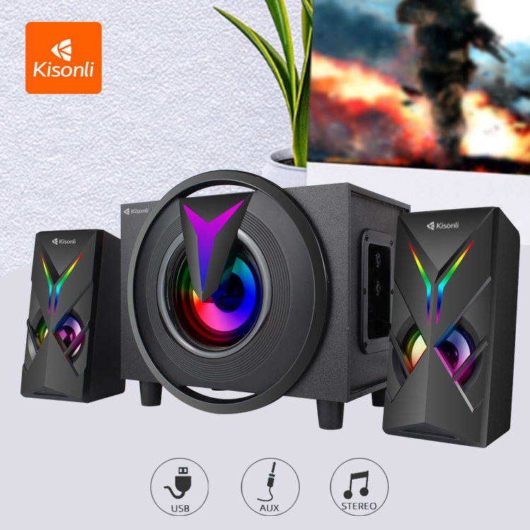 Loa Máy Tính Để Bàn Bluetooth 2.1 Kisonli TM-1000U LED RGB Loa Bass Vi Tính Laptop, PC Nghe Nhạc Có Dây - Hàng Nhập Khẩu