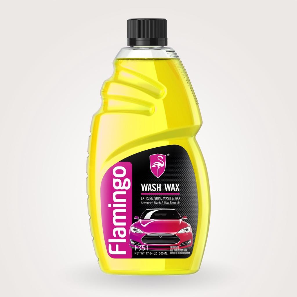 Dung Dịch Rửa Xe Không Chạm Wash Wax siêu bóng - Nước Rửa Xe Ô Tô, Xe Máy 500ML(hàng chính hãng) FLAMINGO F351 500ml