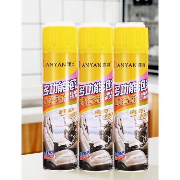 Chai Xịt Bọt Tuyết Vệ Sinh Xe Hơi Jianyan Dung Tích 650ml (Vàng)