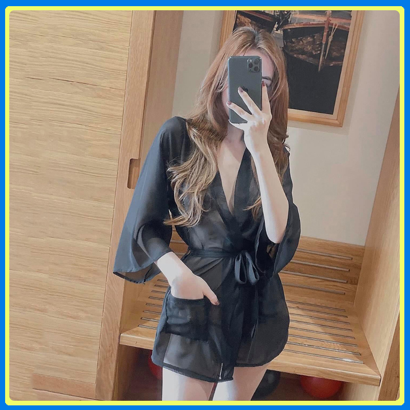 Áo choàng ngủ nữ kiểu kimono Q26 - Áo choàng ngủ có túi cao cấp