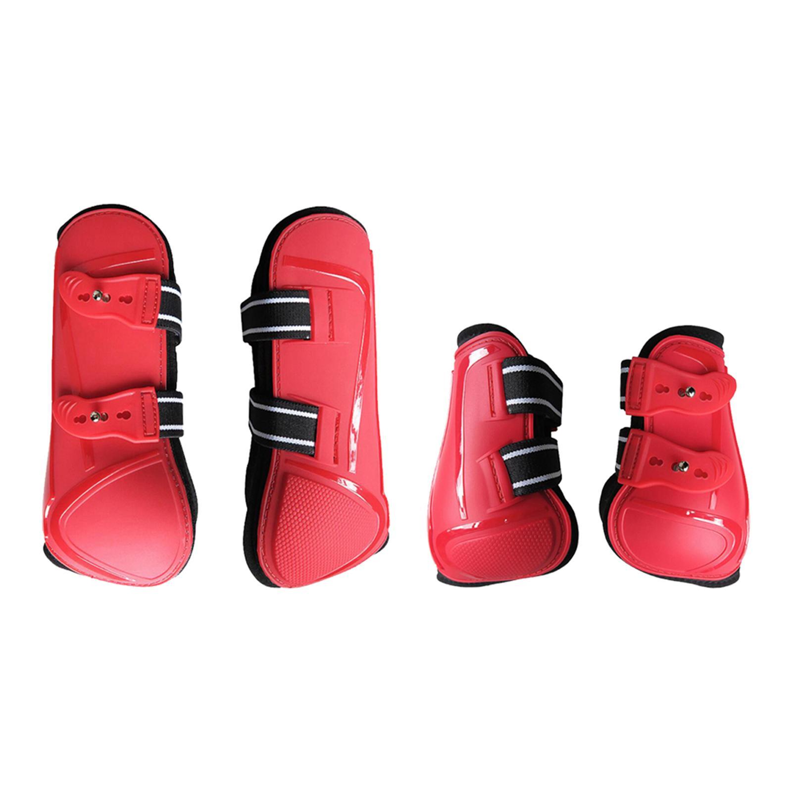Horse Tendon Boots Set of  Jumping Guards Protection Wrap Red XL