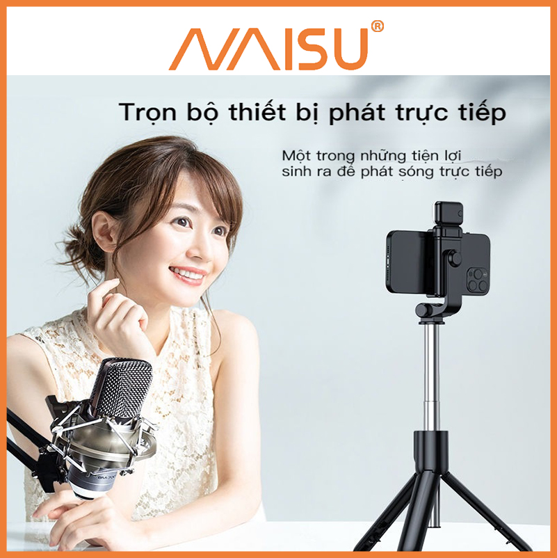 Gậy Chụp Ảnh Tự Sướng Bluetooth, Tripod Livestream 3 chân máy sống, ánh sáng lấp đầy, có thể gấp lại ID – 1815 - Hàng nhập khẩu