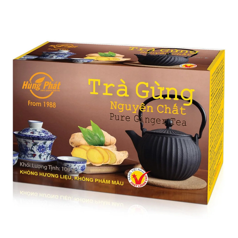 Trà Gừng Hòa Tan Nguyên Chất Hỗ Trợ Tăng Cường Sức Khỏe Hệ Miễn Dịch 100g - Thương Hiệu Hùng Phát