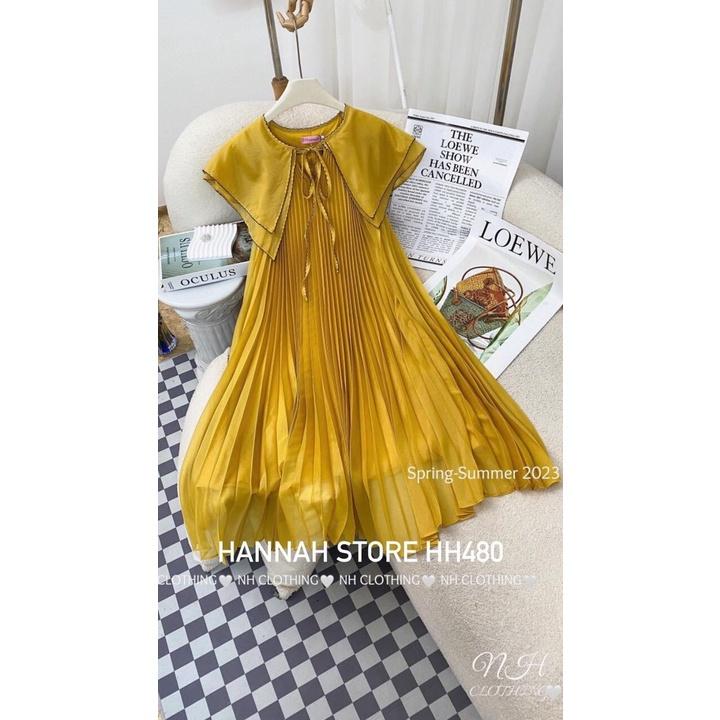 ĐẦM DỰ TIỆC, ĐẦM ĐI CHƠI, ĐẦM BABYDOLL DẬP LY CỔ ĐẮP DÁNG XÒE CỰC SANG CHẢNH - Gold