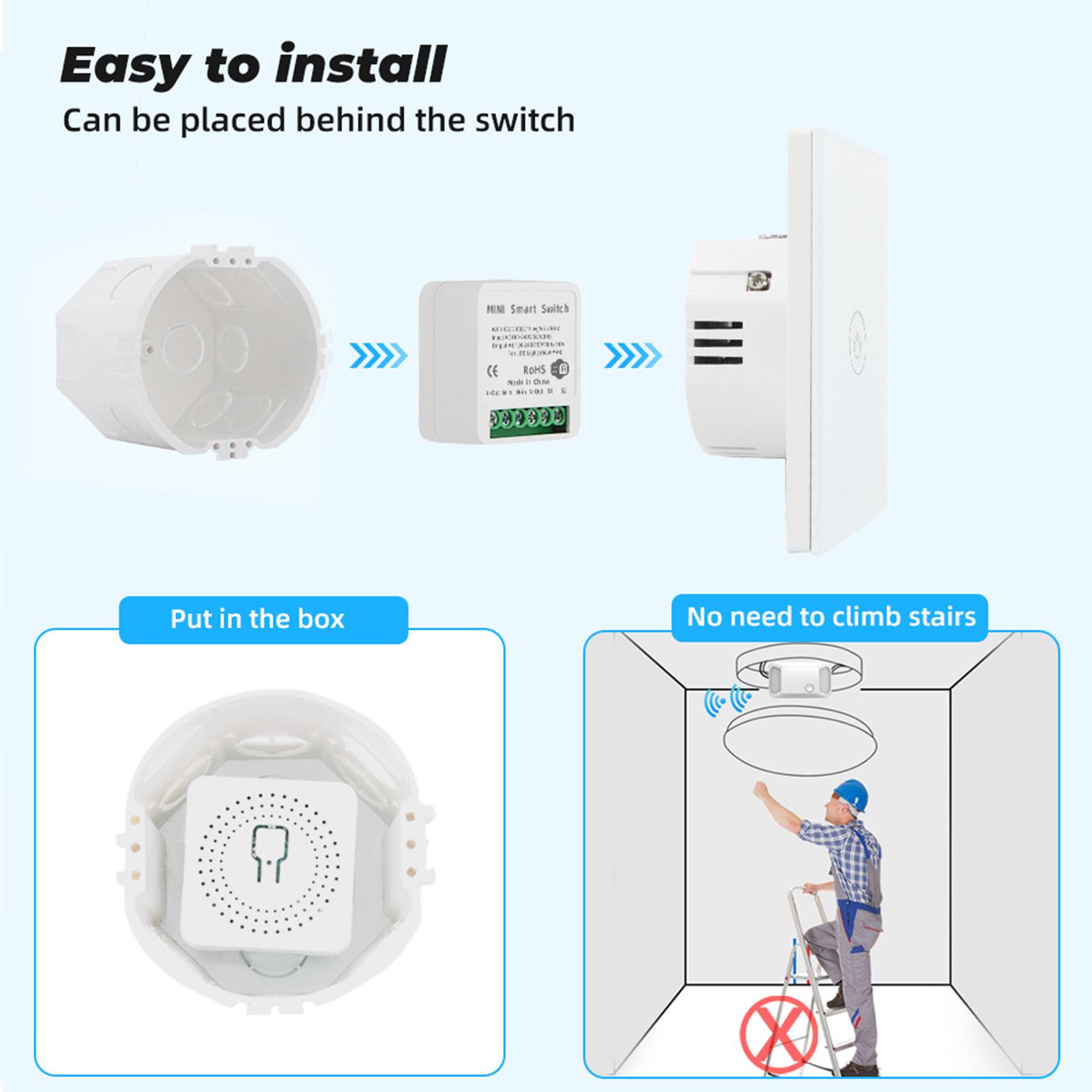 Mini 10A/16A WiFi DIY Smart Switch 2 Way External Remote Control Switch Work with Alexa