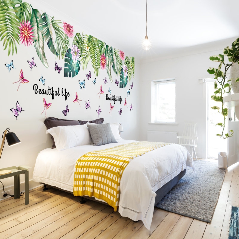 Decal dán tường Giàn lá nhiệt đới trang trí phòng khách,phòng ngủ đẹp