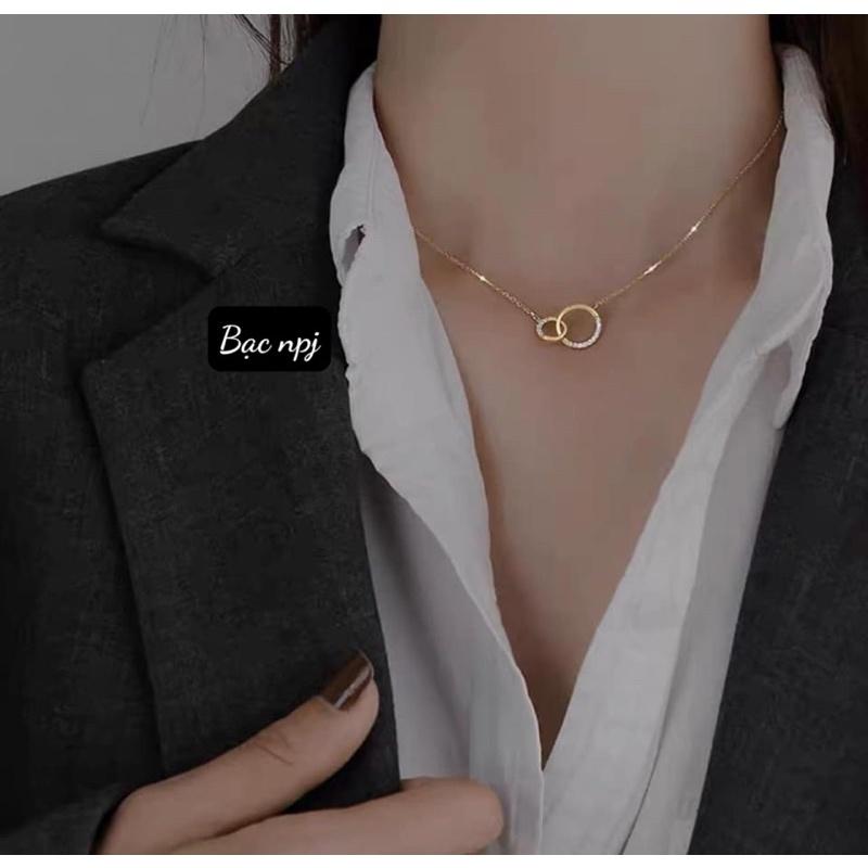 Dây chuyền vòng tròn lồng đôi cá tính, Vòng cổ Bạc Ta - Bạc Npj