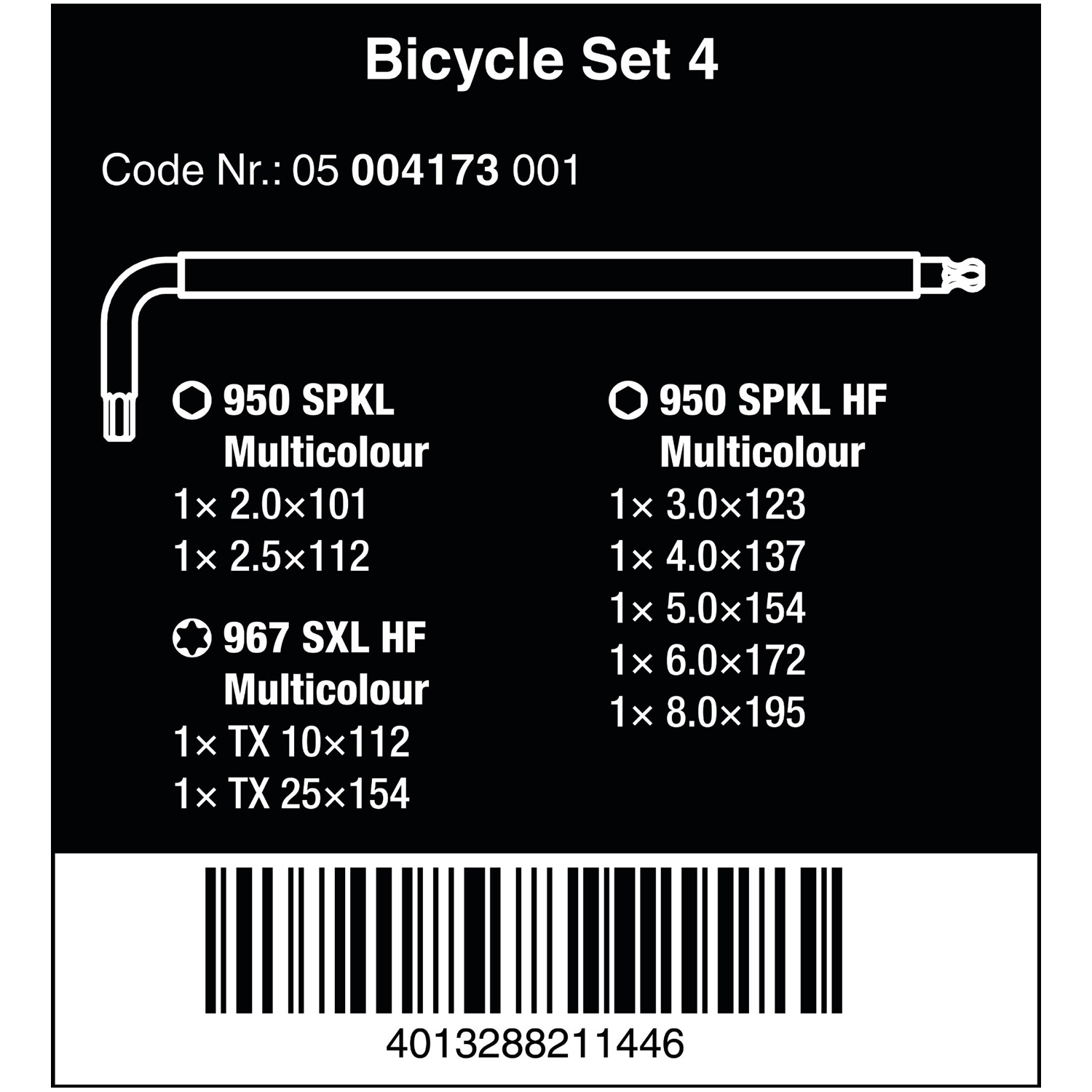 Bộ lục giác có bi giữ và hoa thị chức năng giữ vít cho sửa xe đạp Bicycle Set 4 gồm 9 cái Wera 05004173001