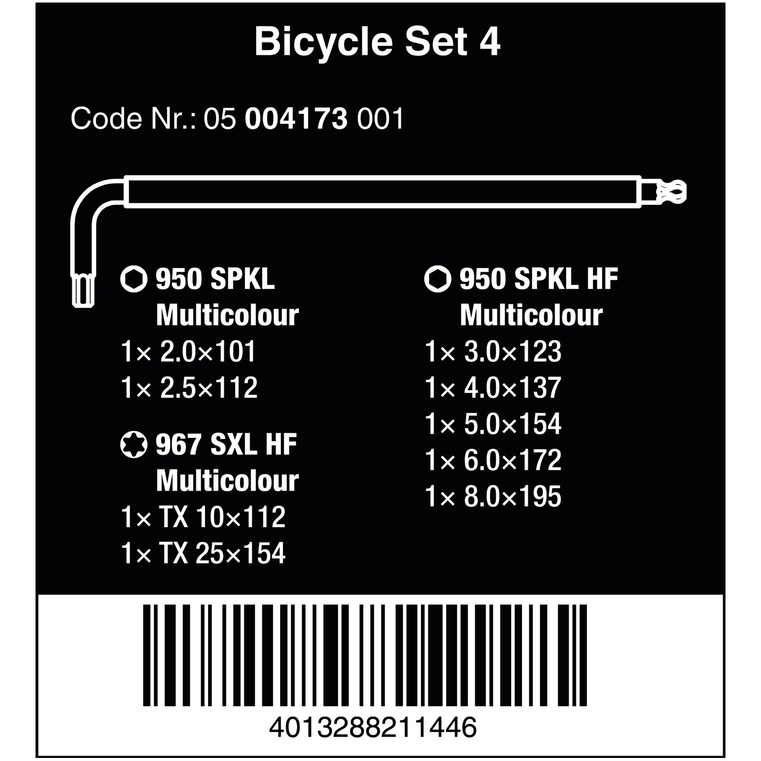 Bộ lục giác có bi giữ và hoa thị chức năng giữ vít cho sửa xe đạp Bicycle Set 4 gồm  9 cái Wera  05004173001