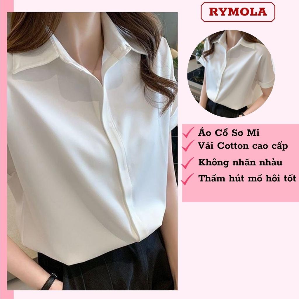 Áo Sơ Mi Trắng Nữ Tay Ngắn Cộc Tay Mola Somi Công Sở Đi Học ĐI Làm Màu Trắng Đen Kem Hàng Thiết Kế Cao Cấp Không Nhăn