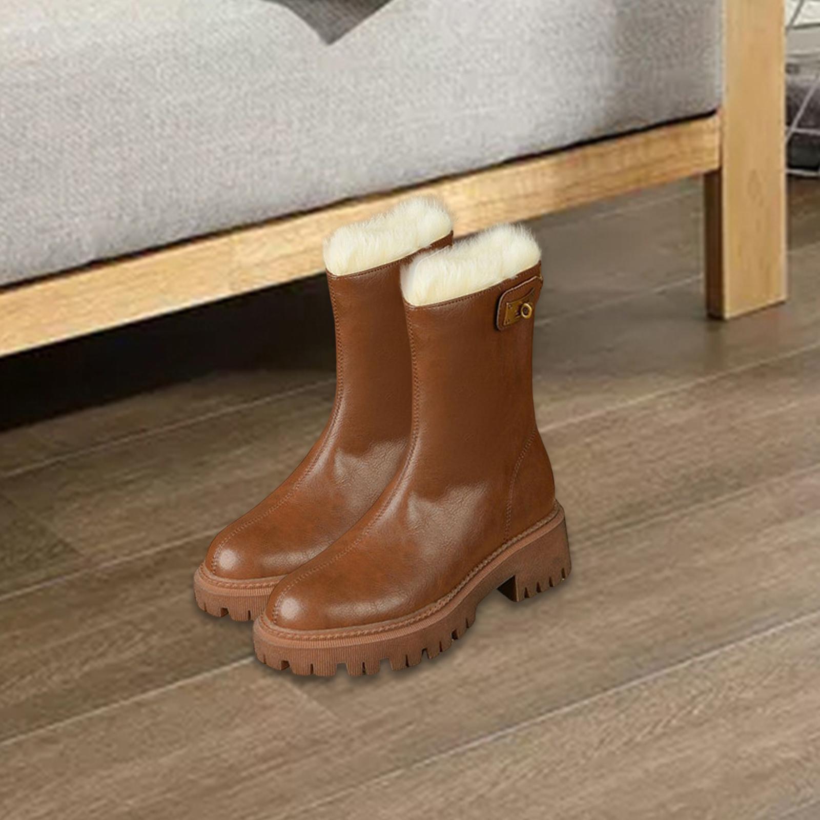 Women's Winter Boots Zipper Closure Ankle Booties Casual Non Slip Shoes